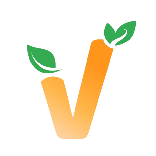 Letter 'V' with green leaves on a white background